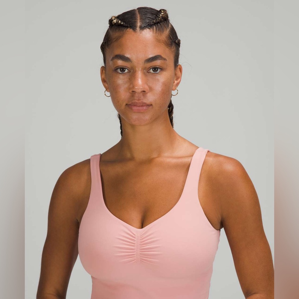 Lululemon Align Gathered-Front Tank Crop Top Size 6 Ruched 🎀 Pink Puff Nulu C/D